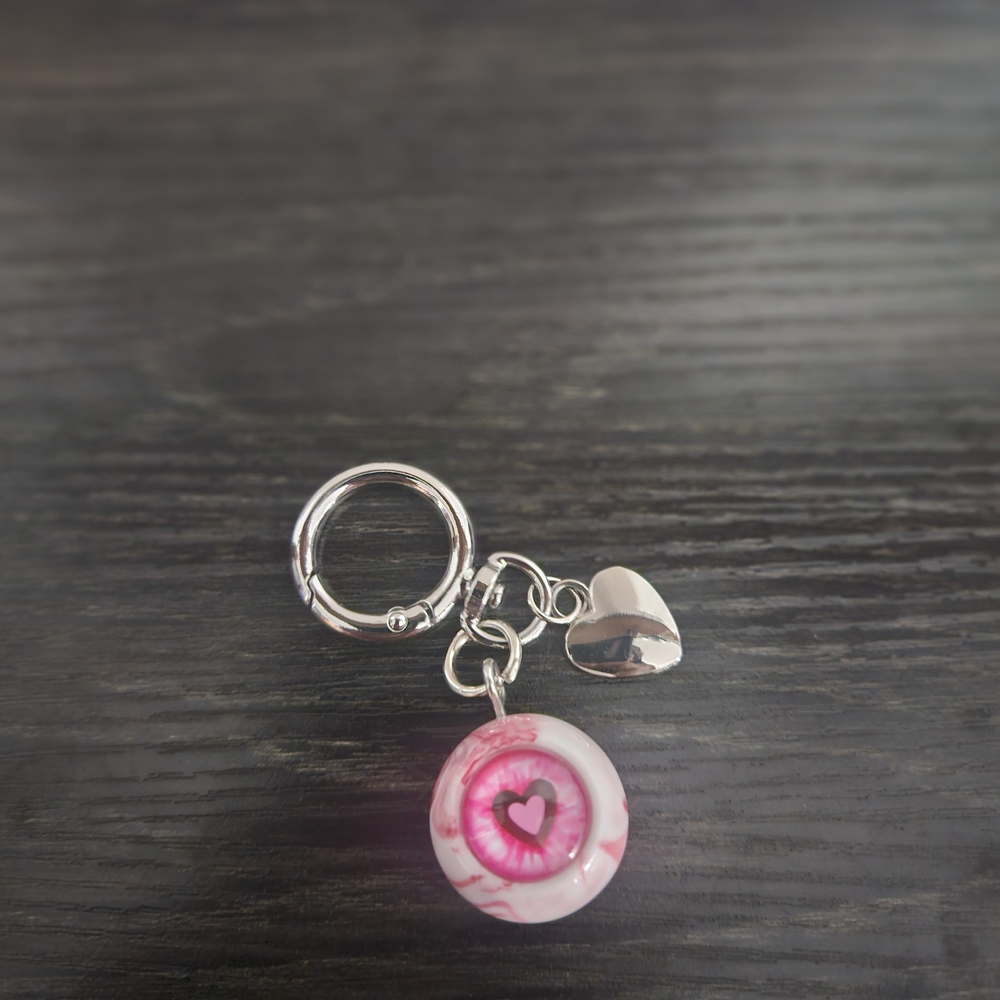 🌺 Lot B/D Gothic Creepy Pink Heart Keychain #1